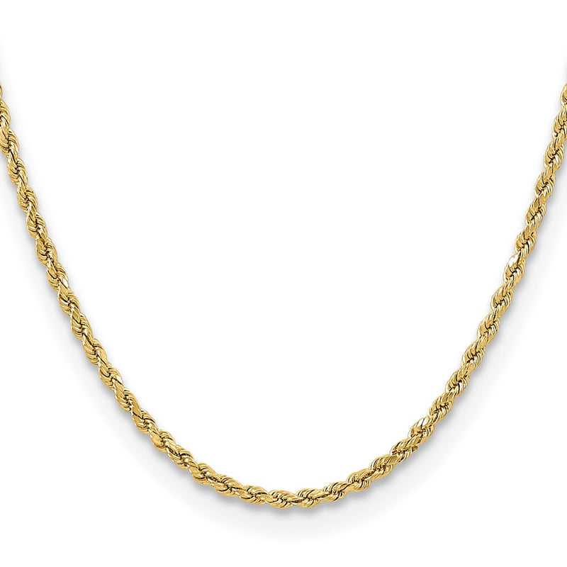 10K Yellow Gold 3mm Semi-Solid D/C Rope Chain Necklace