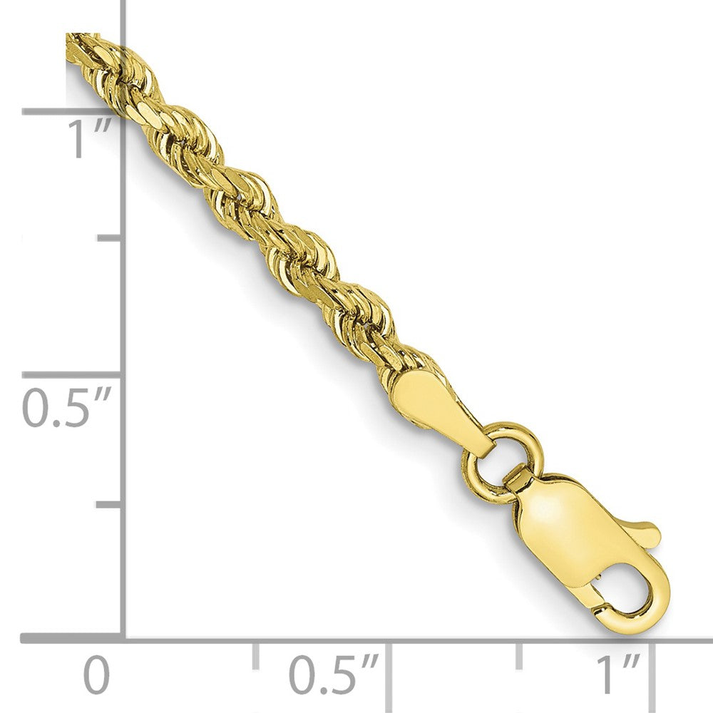 10K Yellow Gold 3mm Semi-Solid D/C Rope Chain Bracelet