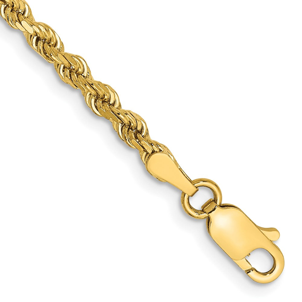 10K Yellow Gold 3mm Semi Solid D C Rope Chain Anklet