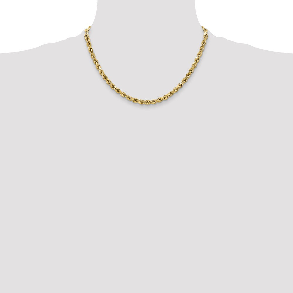 10K Yellow Gold 3.5mm Semi-Solid D/C Rope Chain Necklace