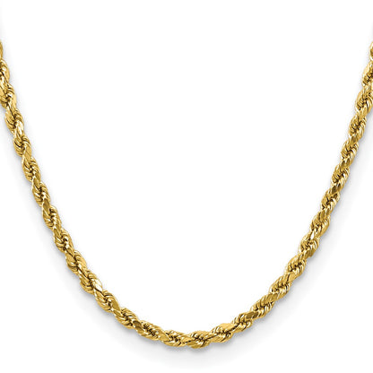 10K Yellow Gold 4mm Semi-Solid D/C Rope Chain Necklace