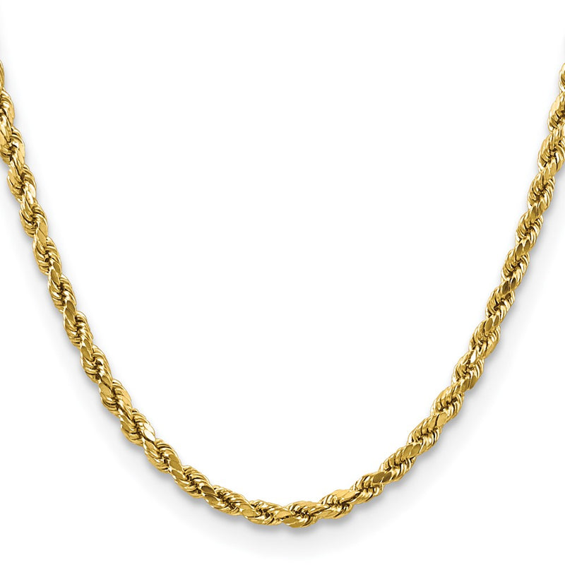 10K Yellow Gold 4mm Semi-Solid D/C Rope Chain Necklace