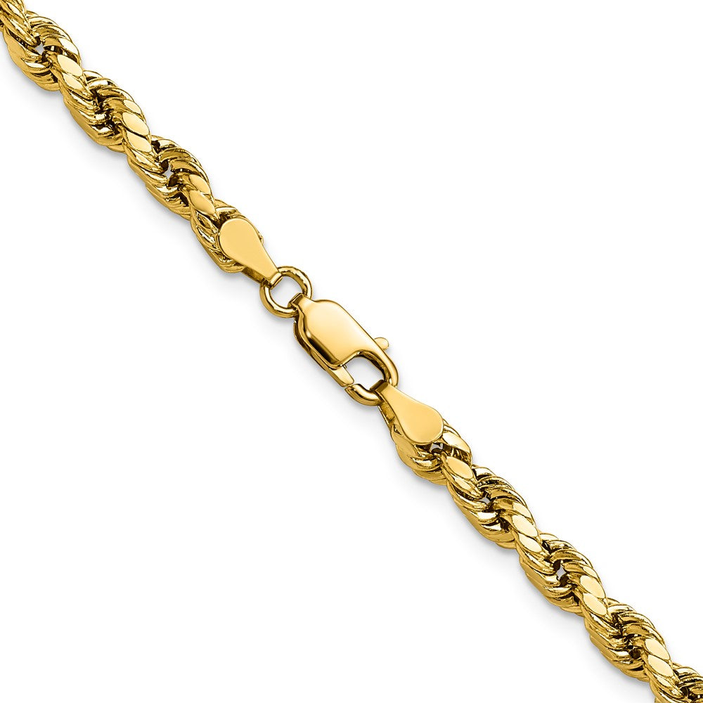 10K Yellow Gold 4mm Semi-Solid D/C Rope Chain Necklace