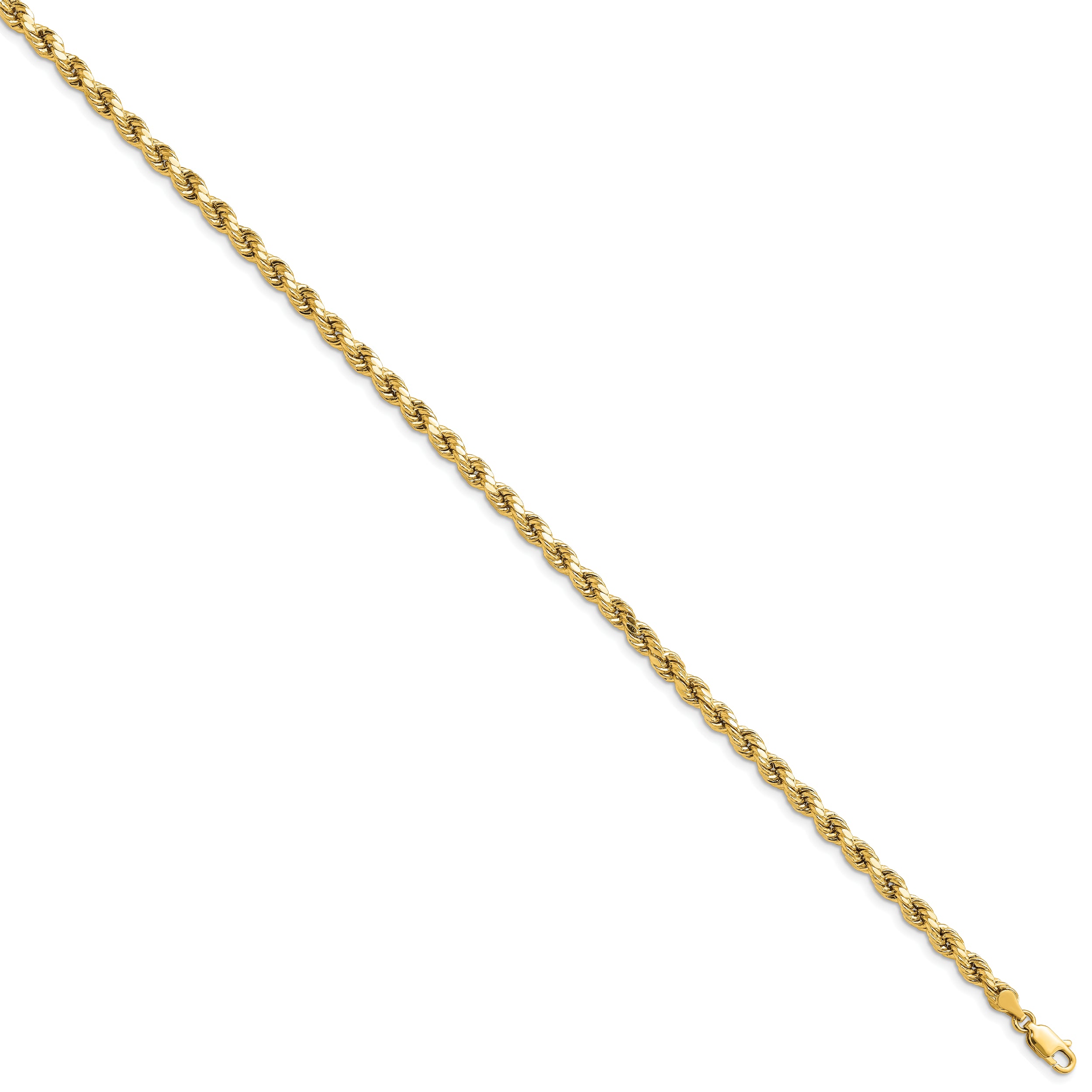 10K Yellow Gold 4mm Semi-Solid D/C Rope Chain