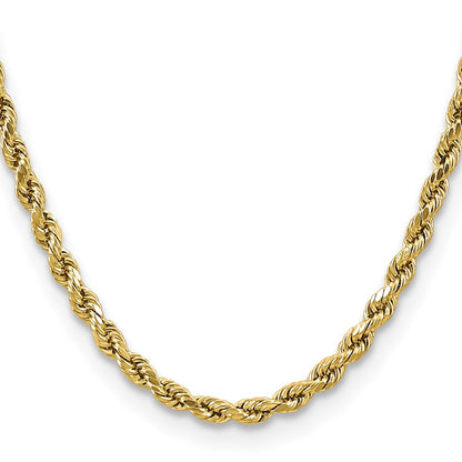 10K Yellow Gold 4.9mm Semi-Solid D/C Rope Chain Necklace
