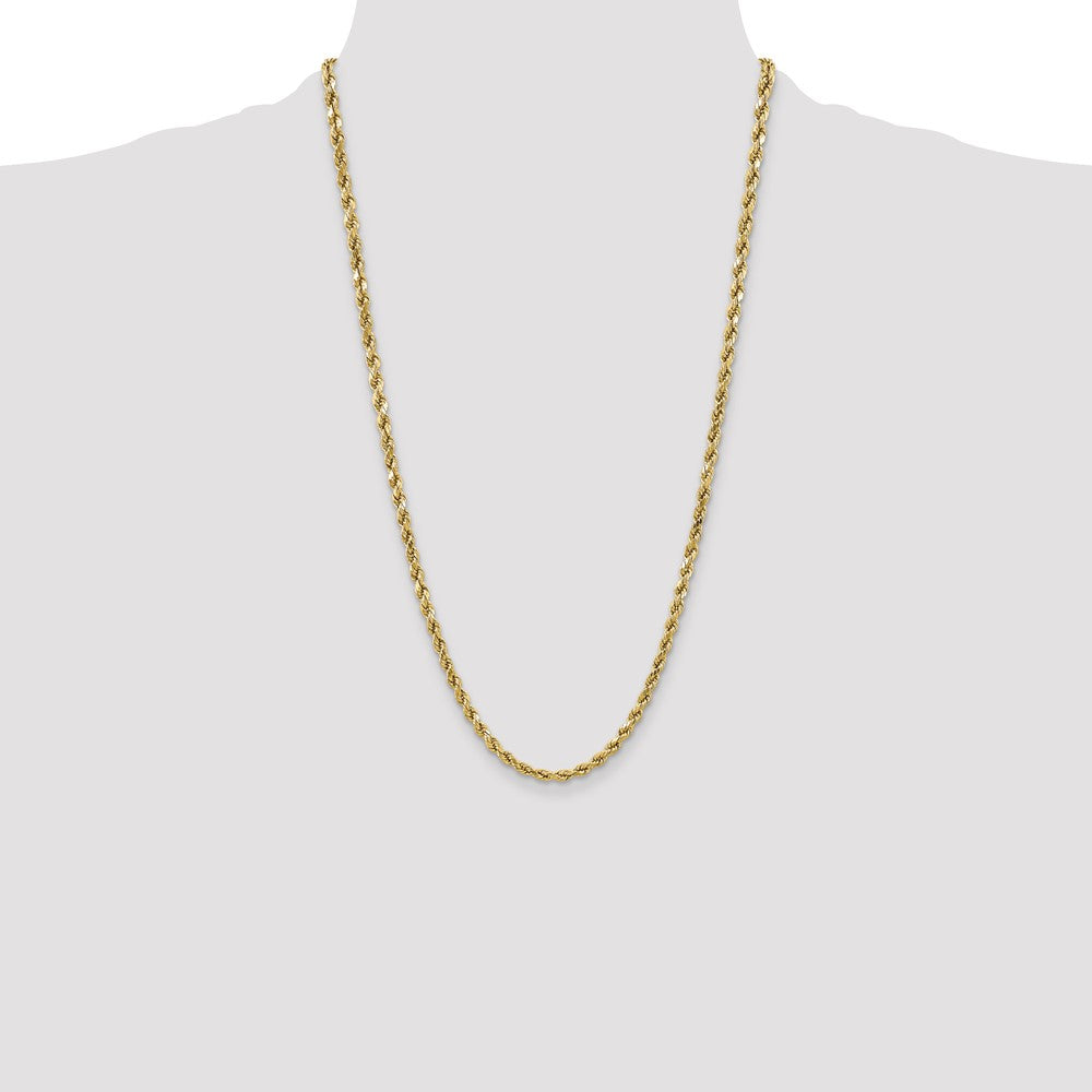 26 Inch 10K Yellow Gold 4.9mm Semi-Solid D/C Rope Chain Necklace