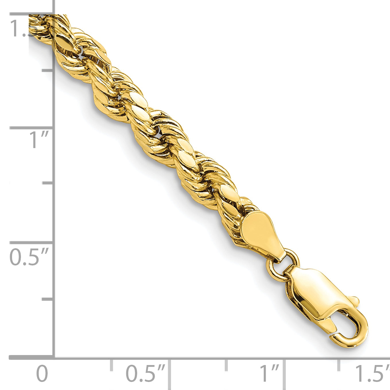 10K Yellow Gold 4.9mm Semi-Solid D/C Rope Chain