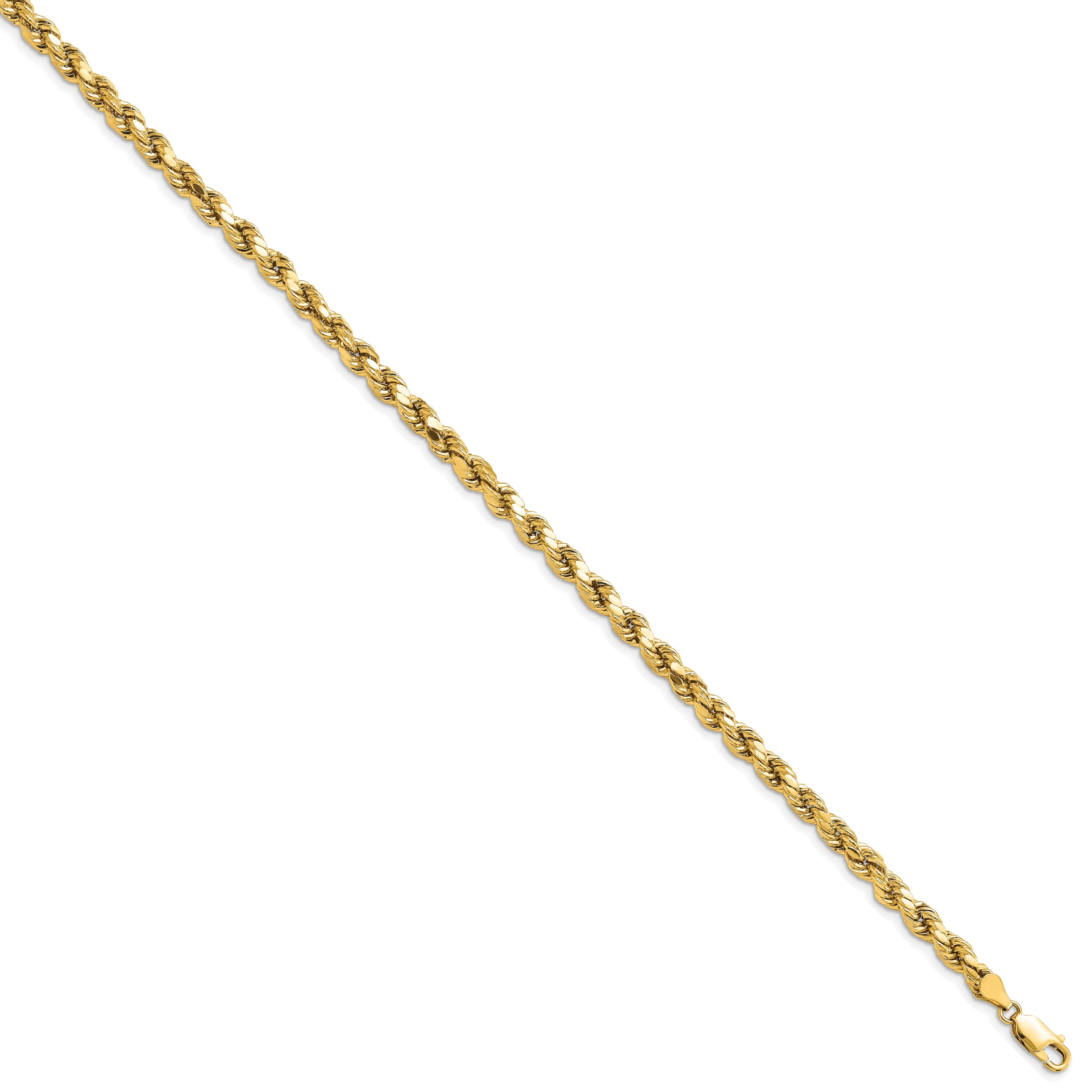 10K Yellow Gold 4.9mm Semi-Solid D/C Rope Chain