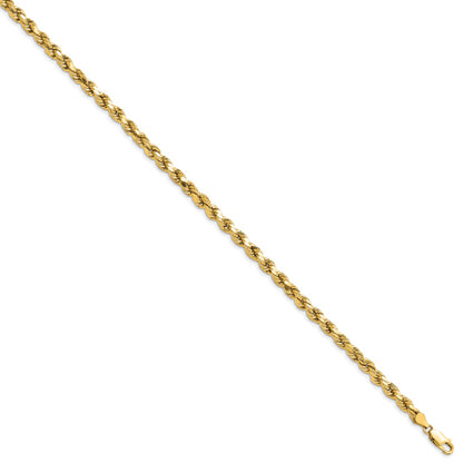 10K Yellow Gold 4.9mm Semi-Solid D/C Rope Chain