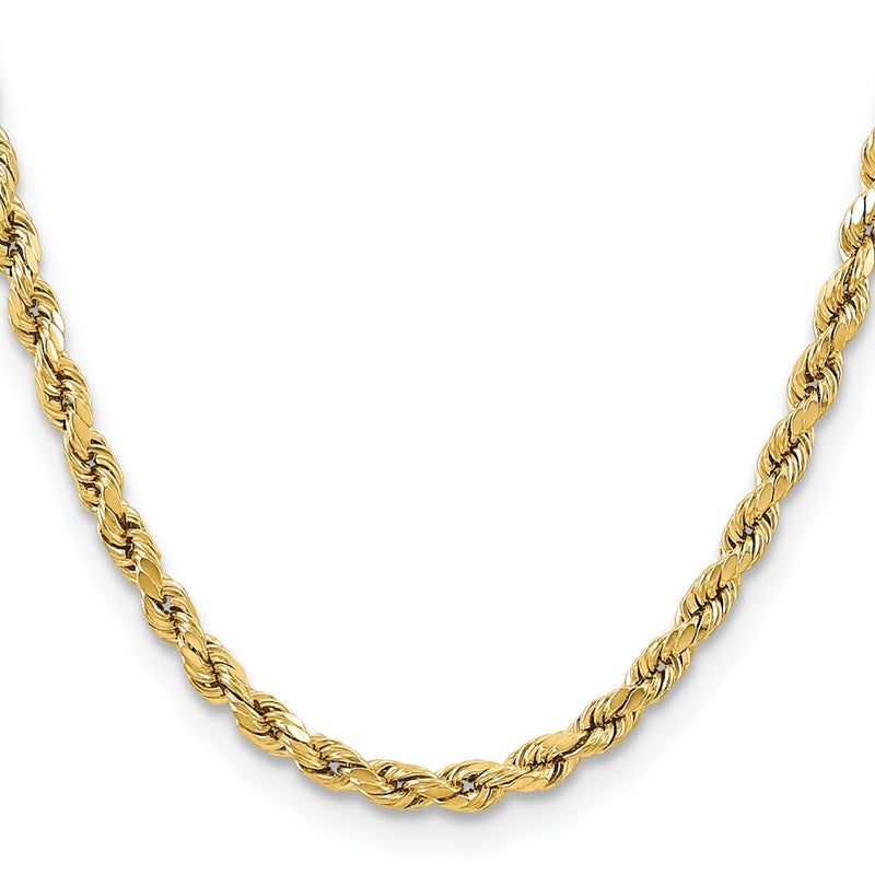 10K Yellow Gold 5.5mm Semi-Solid D/C Rope Chain Necklace