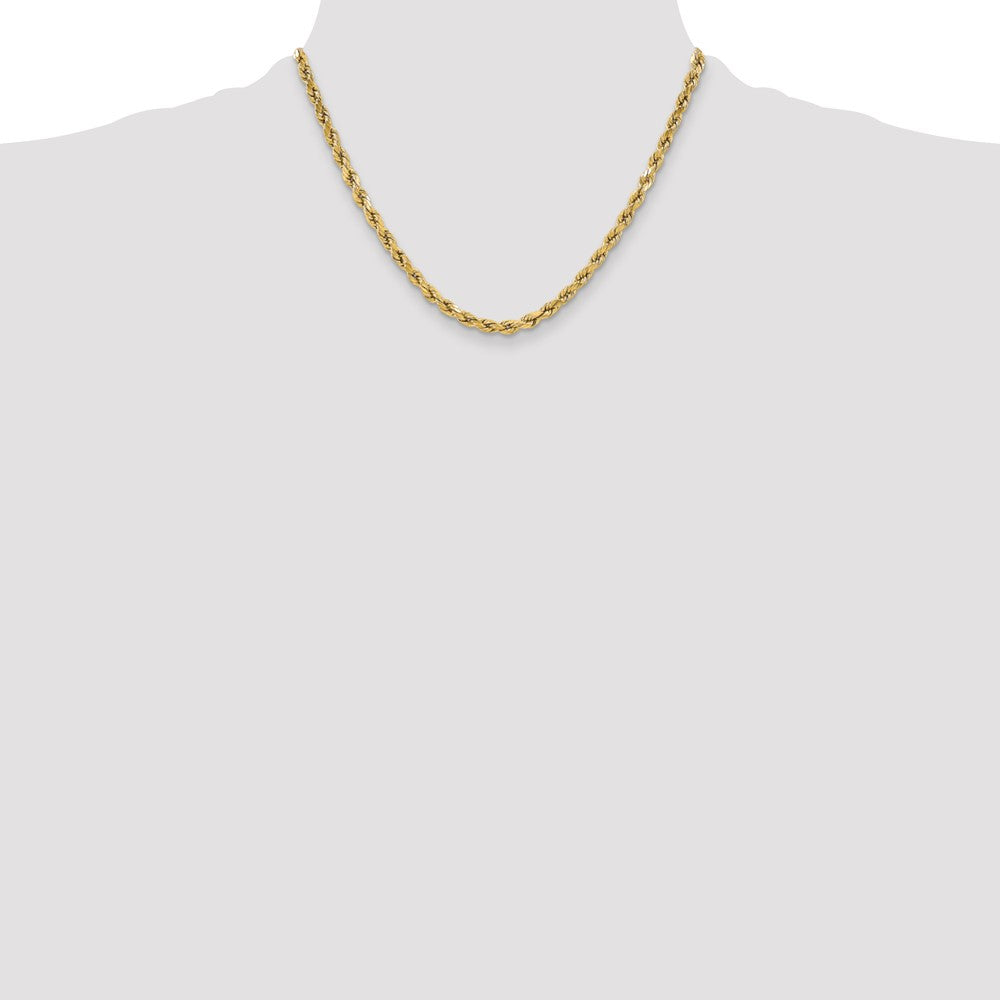 10K Yellow Gold 5.5mm Semi-Solid D/C Rope Chain Necklace