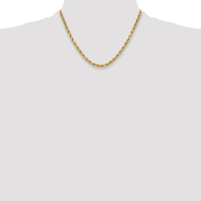 10K Yellow Gold 5.5mm Semi-Solid D/C Rope Chain Necklace