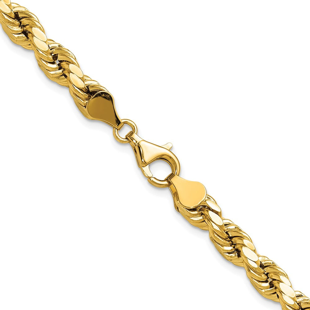 10K Yellow Gold 6.5mm Semi-Solid D/C Rope Chain Necklace