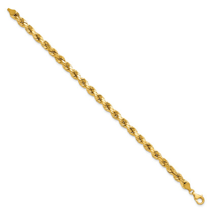 10K Yellow Gold 6.5mm Semi-Solid D/C Rope Chain