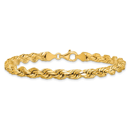 10K Yellow Gold 6.5mm Semi-Solid D/C Rope Chain