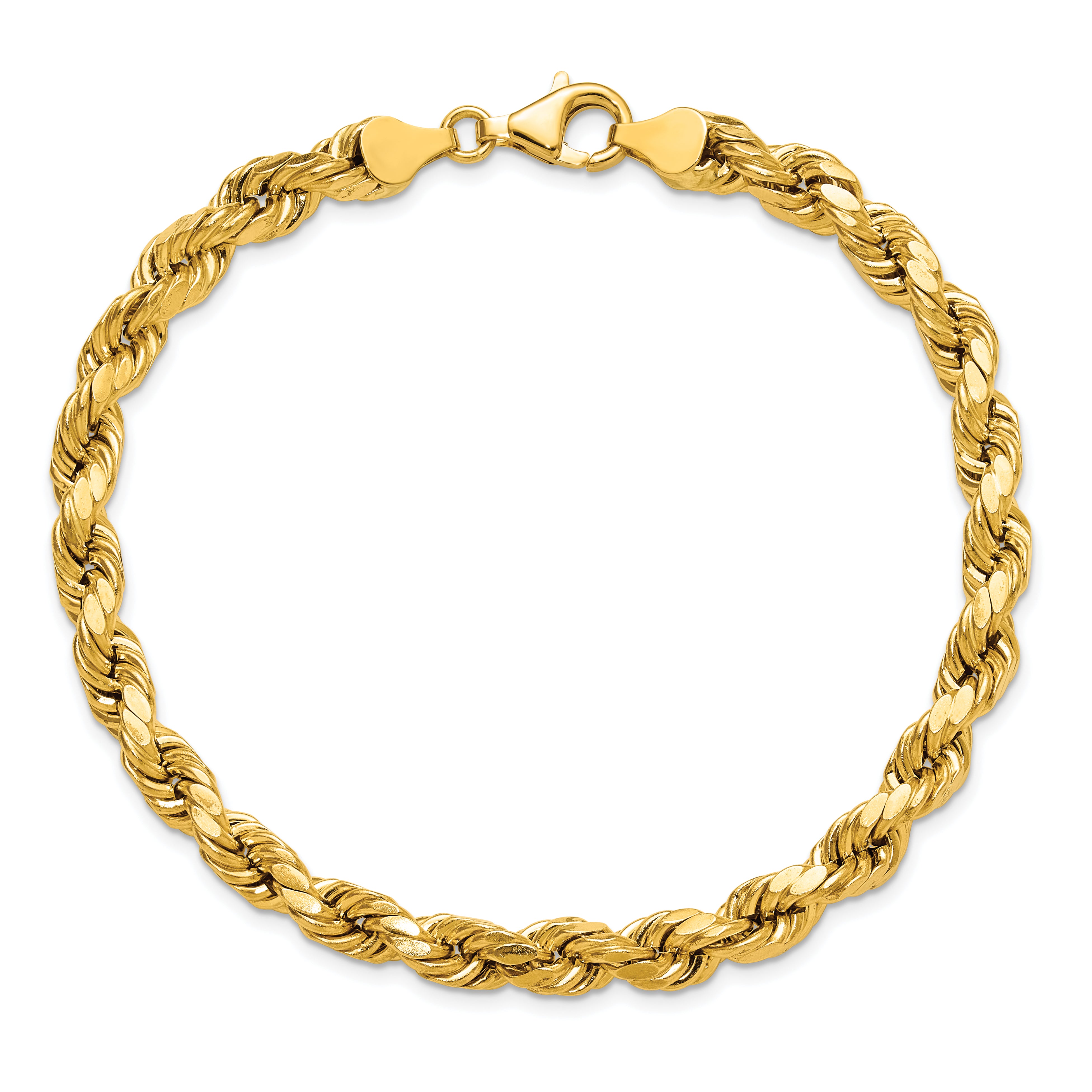 10K Yellow Gold 6.5mm Semi-Solid D/C Rope Chain