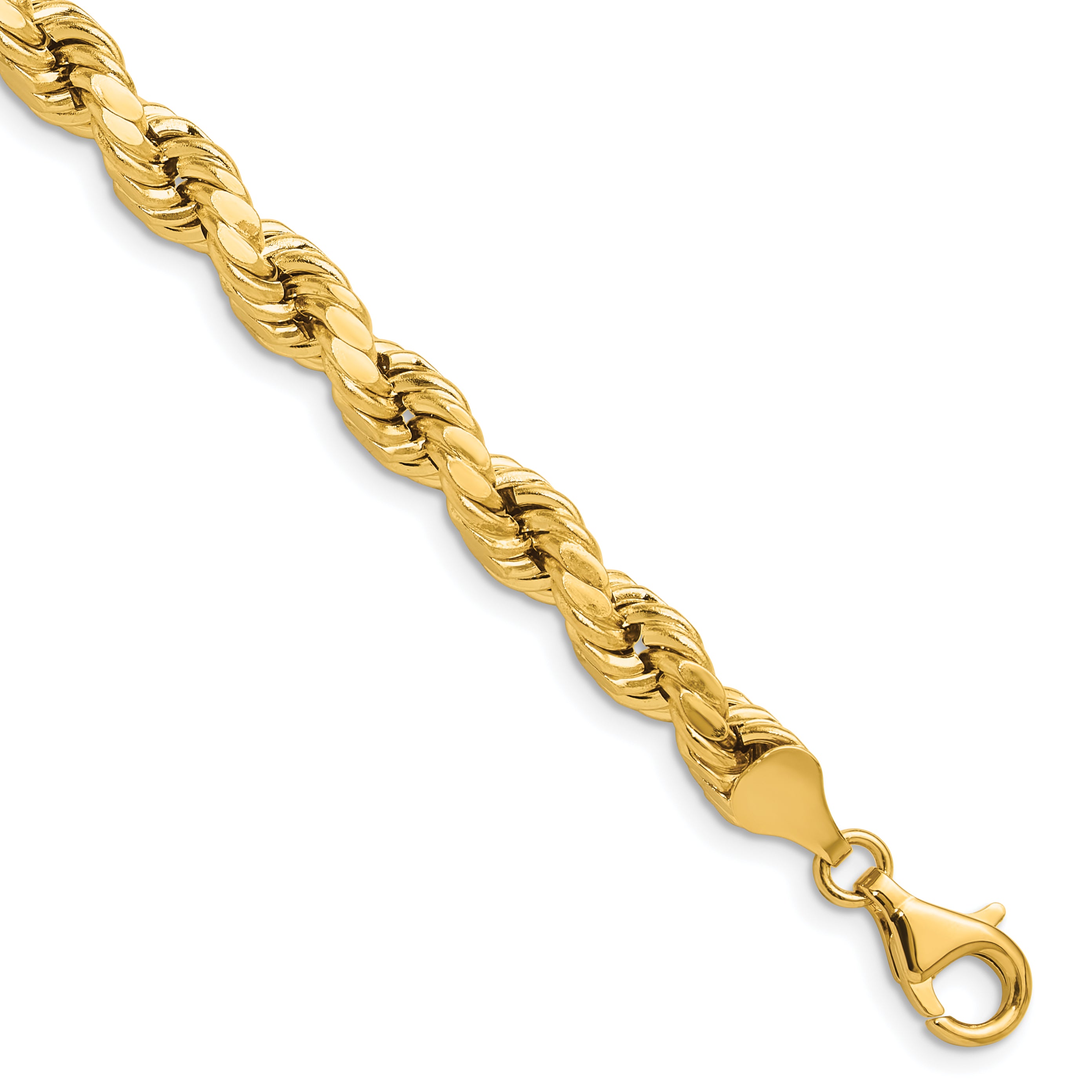 10K Yellow Gold 6.5mm Semi-Solid D/C Rope Chain