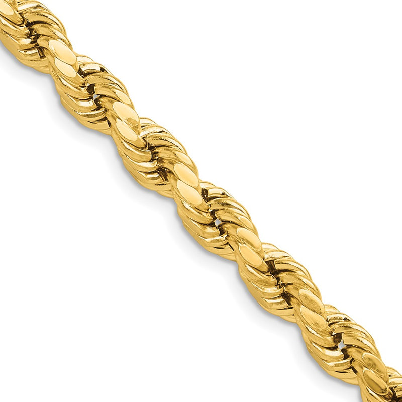 10K Yellow Gold 6.5mm Semi-Solid D/C Rope Chain Necklace