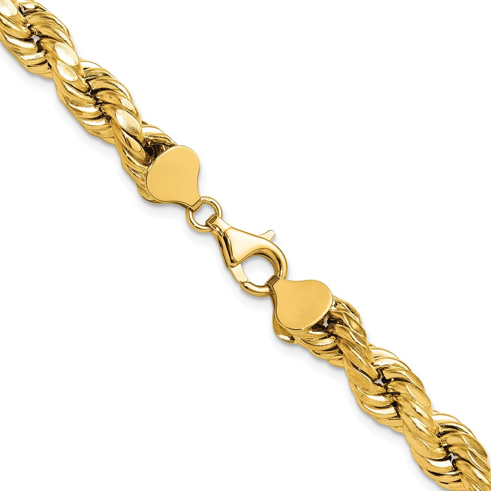 10K Yellow Gold 8.0mm Semi-Solid D/C Rope Chain Necklace