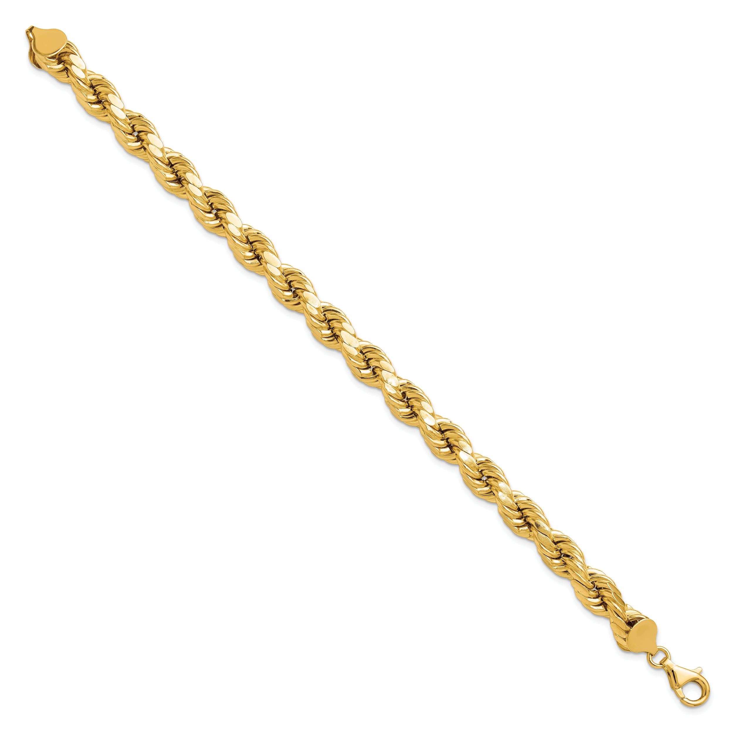 10K Yellow Gold 8mm Semi-Solid D/C Rope Chain