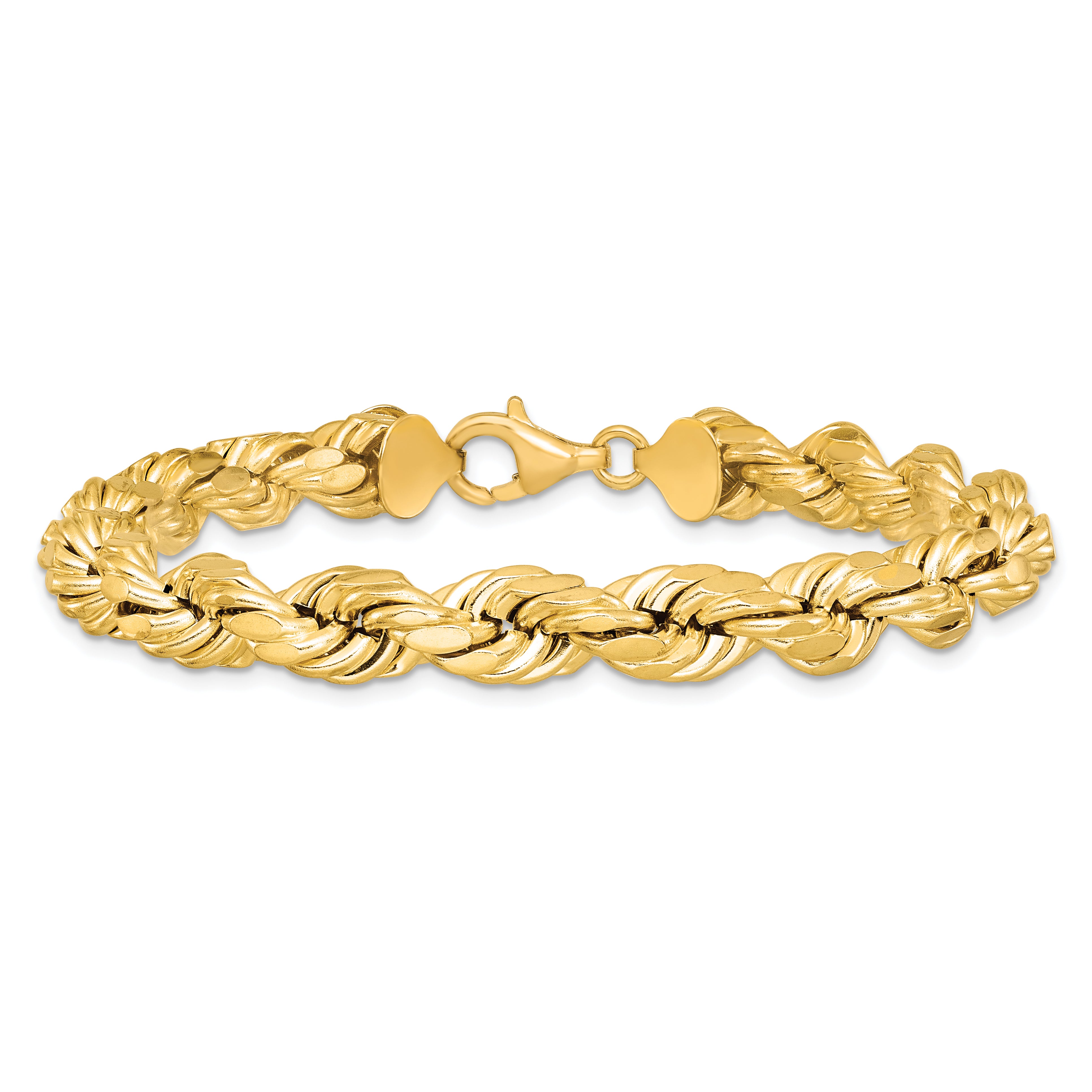 10K Yellow Gold 8mm Semi-Solid D/C Rope Chain