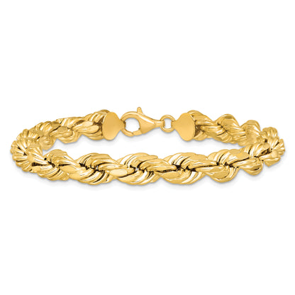 10K Yellow Gold 8mm Semi-Solid D/C Rope Chain
