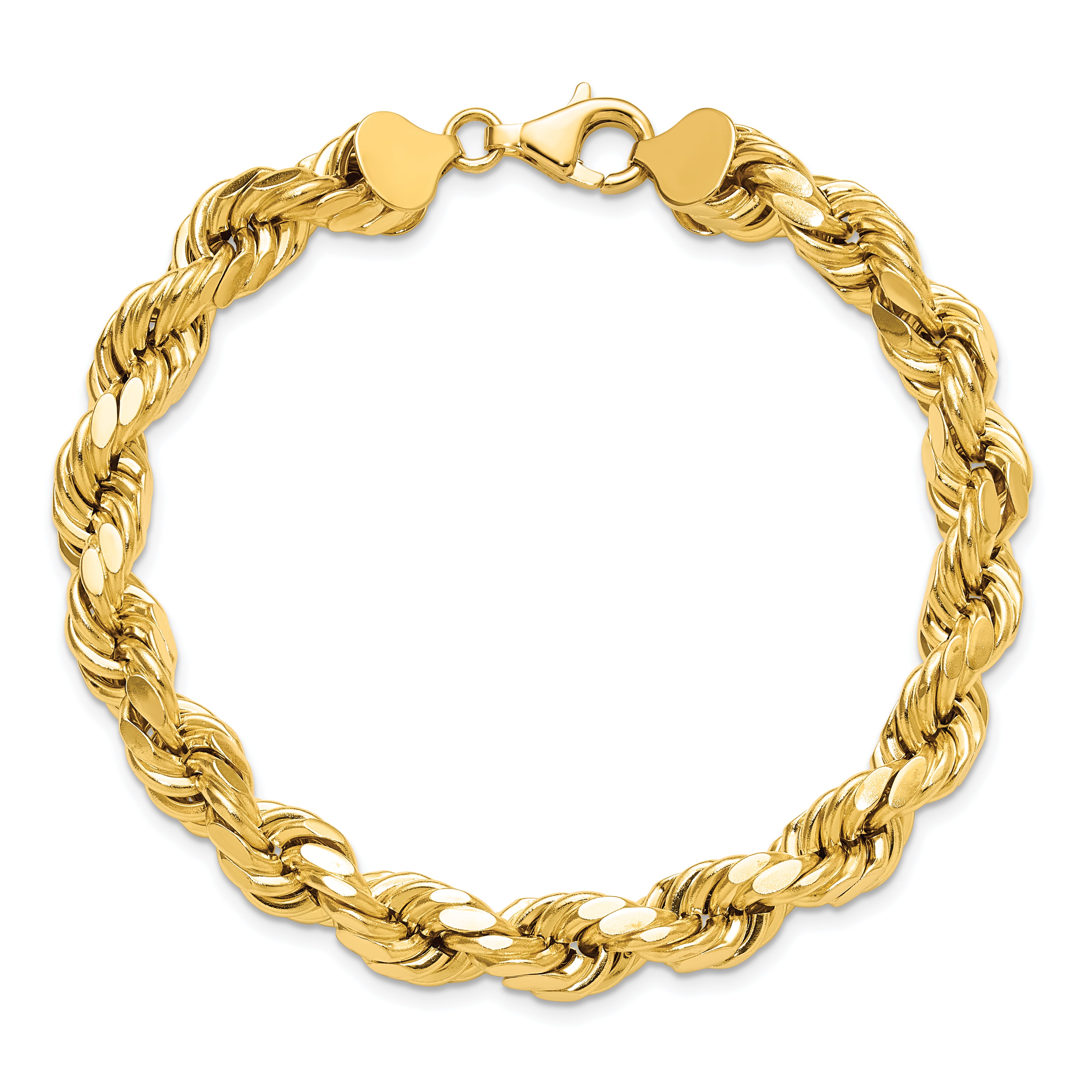 10K Yellow Gold 8mm Semi-Solid D/C Rope Chain