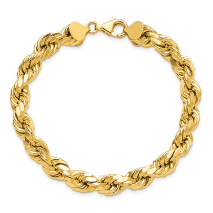 10K Yellow Gold 8mm Semi-Solid D/C Rope Chain