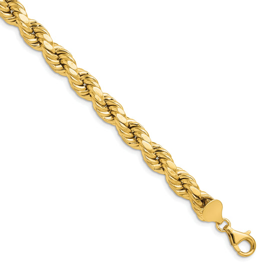 10K Yellow Gold 8mm Semi-Solid D/C Rope Chain