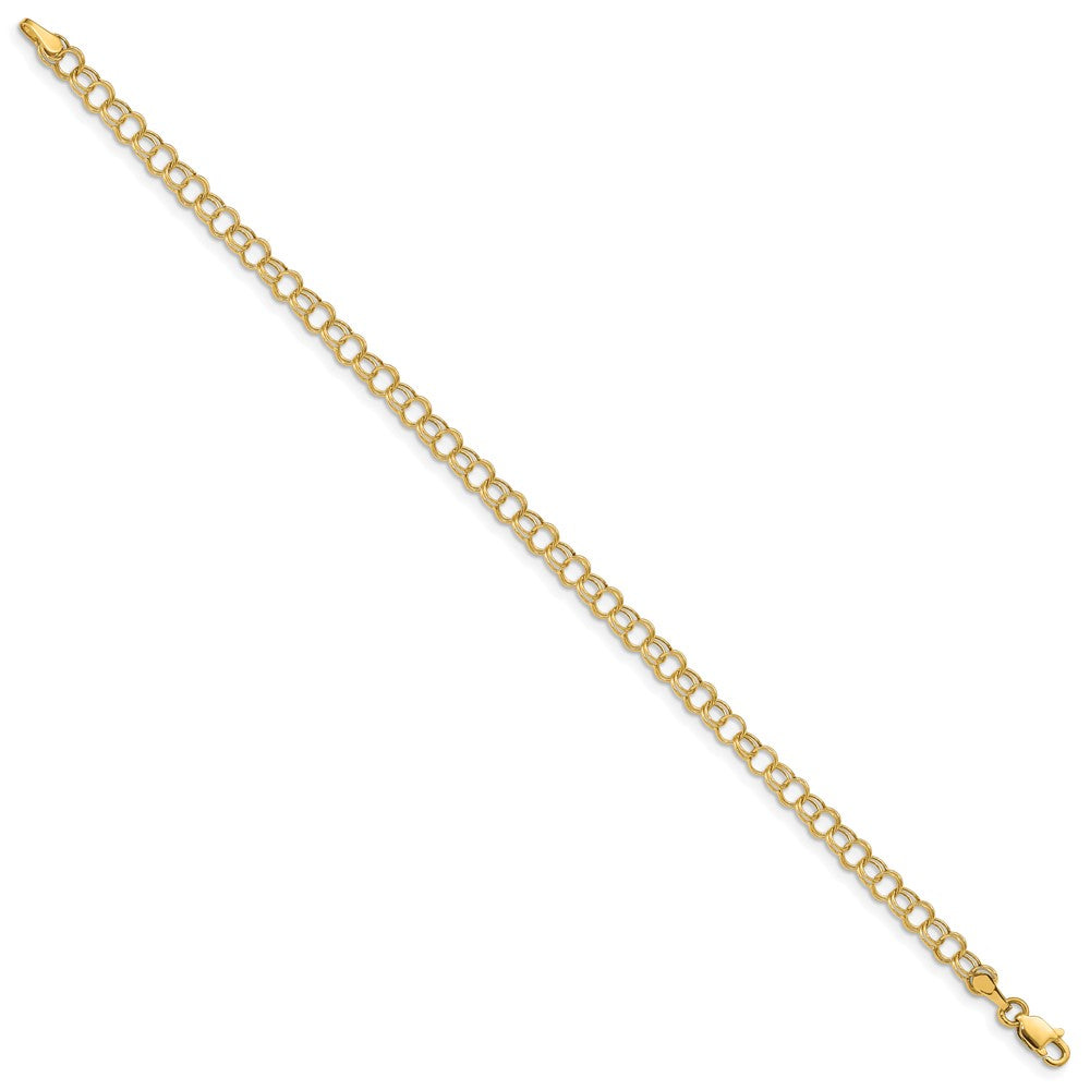 10K Yellow Gold Hollow Double Link Charm Bracelet