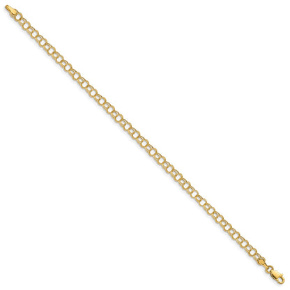 10K Yellow Gold Hollow Double Link Charm Bracelet