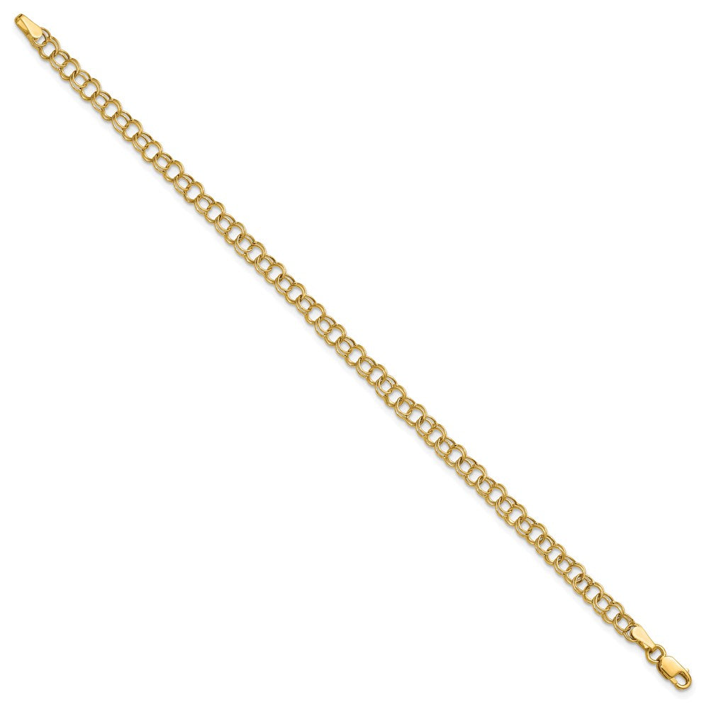 10K Yellow Gold Hollow Double Link Charm Bracelet