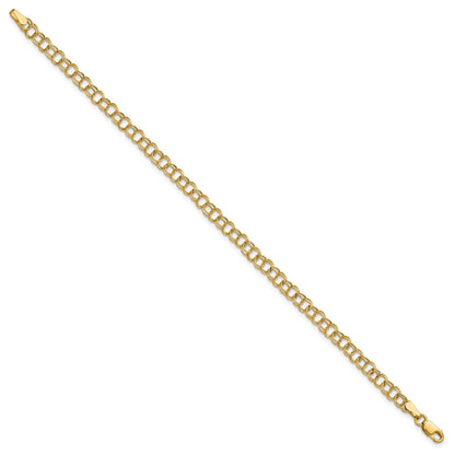 10K Yellow Gold Hollow Double Link Charm Bracelet