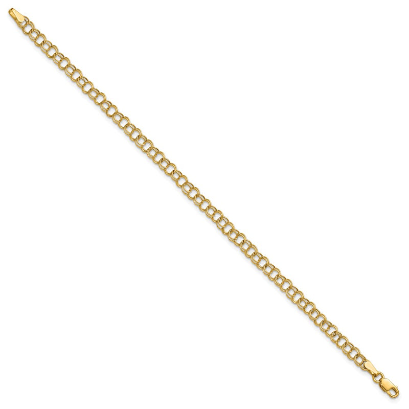 10K Yellow Gold Hollow Double Link Charm Bracelet