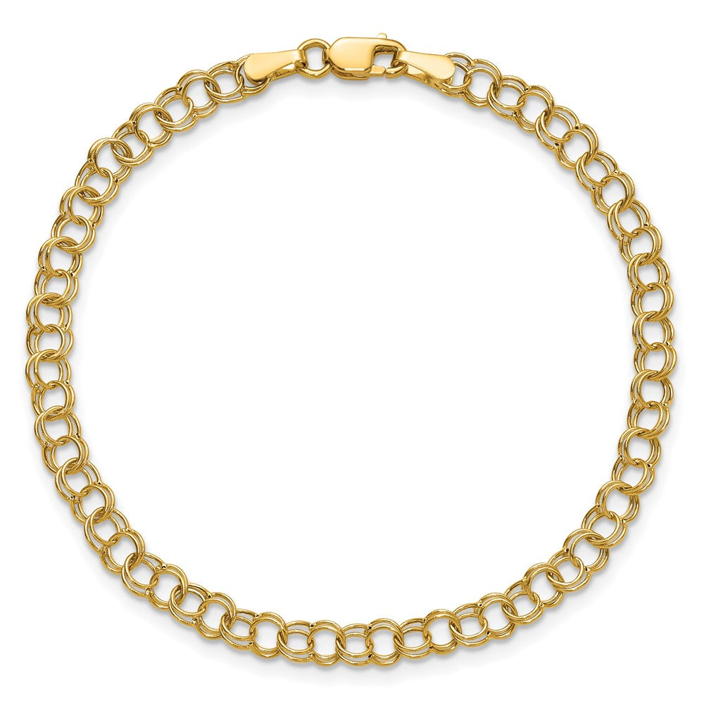 10K Yellow Gold Hollow Double Link Charm Bracelet