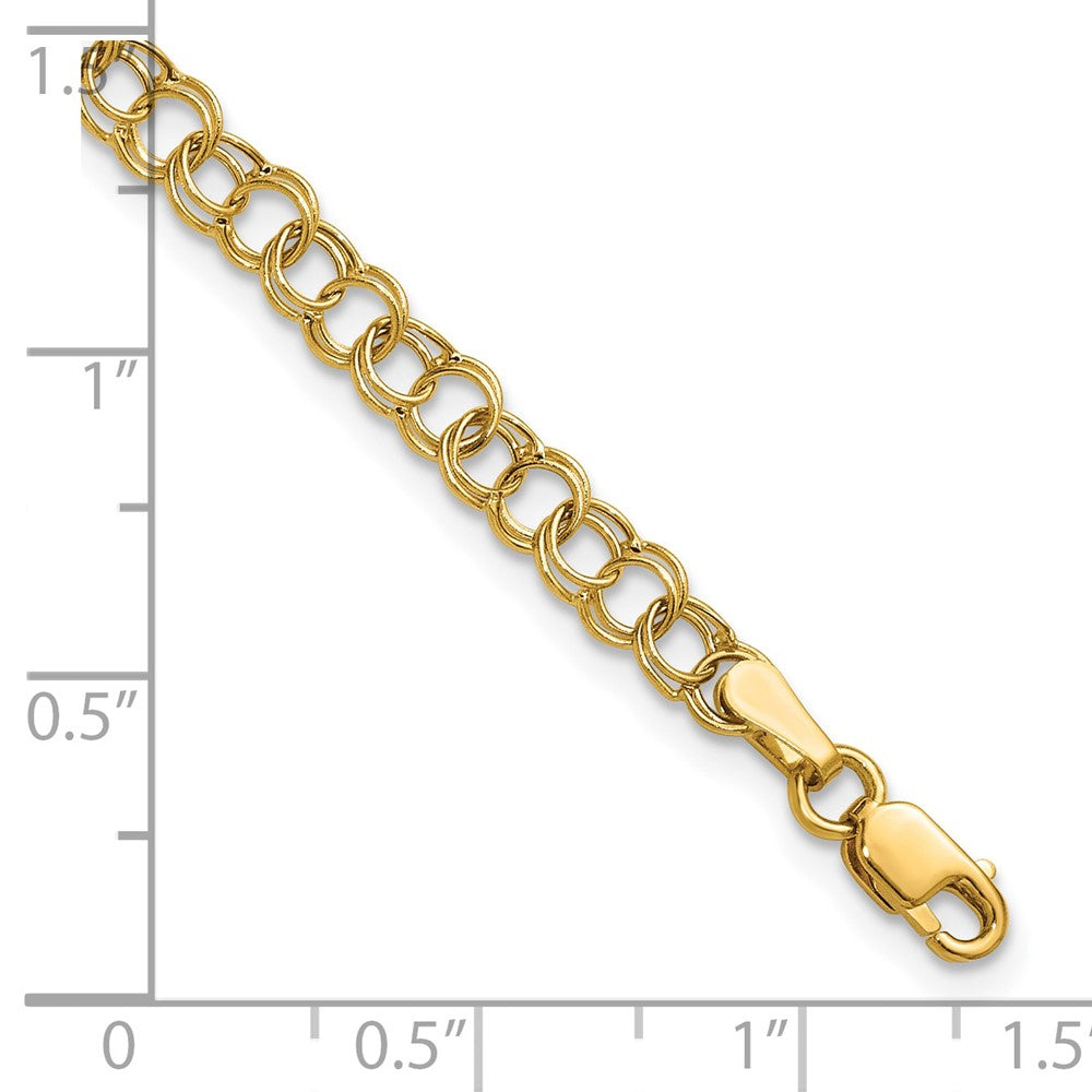 10K Yellow Gold Hollow Double Link Charm Bracelet