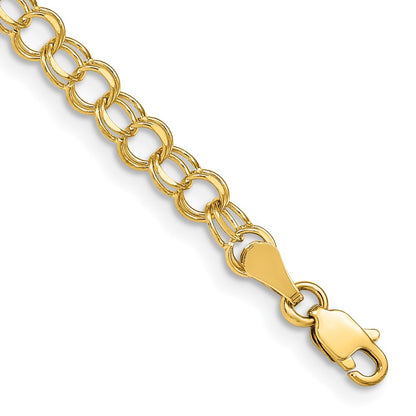 10K Yellow Gold Double Link Charm Bracelet