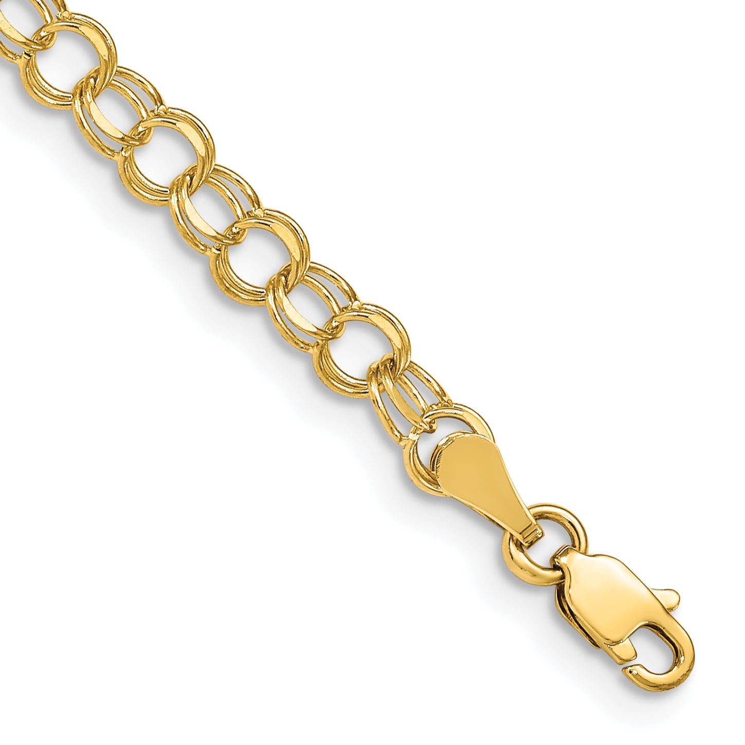 10K Yellow Gold Double Link Charm Bracelet