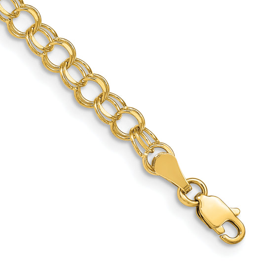 10K Yellow Gold Double Link Charm Bracelet