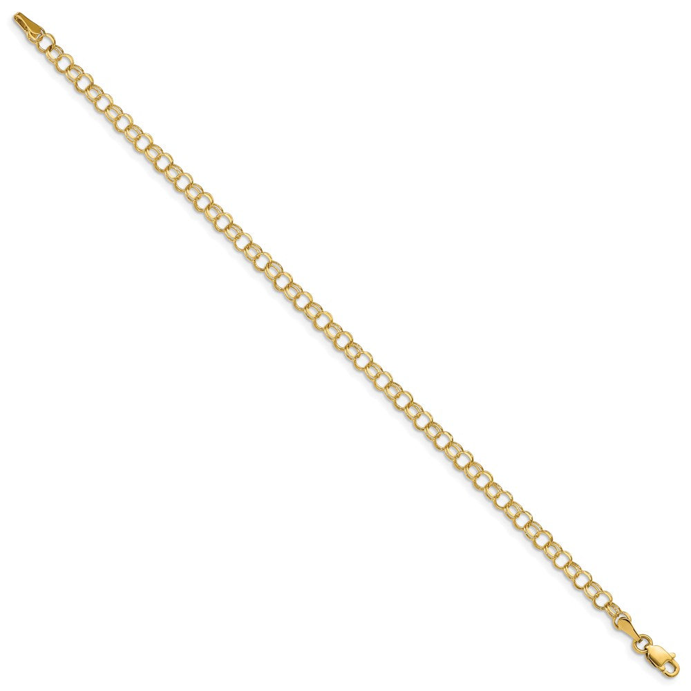 10K Yellow Gold Solid Double Link Charm Bracelet