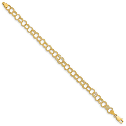 10K Yellow Gold Solid Triple Link Charm Bracelet
