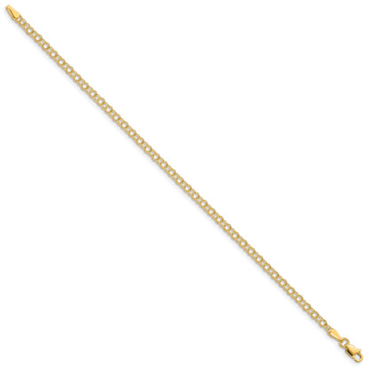 10K Yellow Gold 3mm Solid Double Link Charm Bracelet