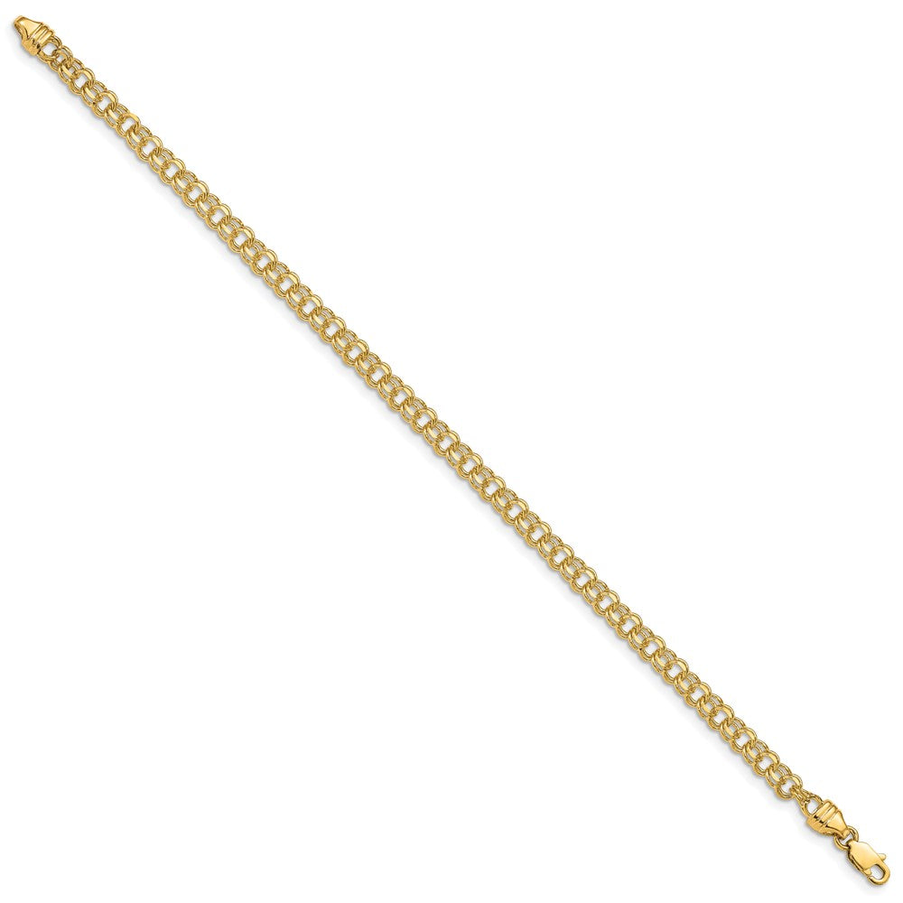 10K Yellow Gold 8In 3.75mm Solid Double Link Charm Bracelet