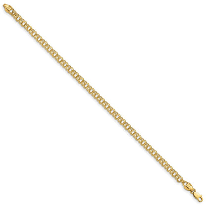 10K Yellow Gold 8In 3.75mm Solid Double Link Charm Bracelet