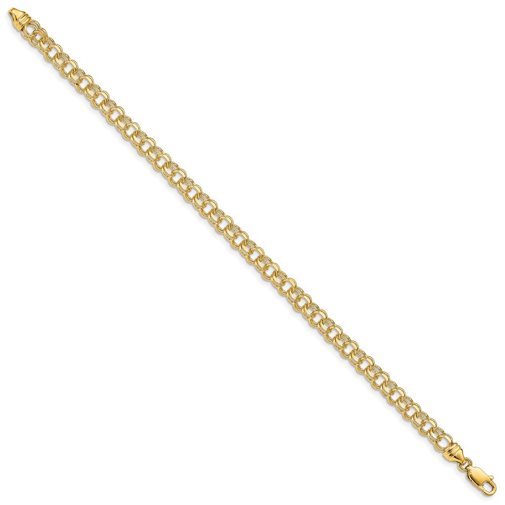 10K Yellow Gold 7In 4.75mm Solid Double Link Charm Bracelet