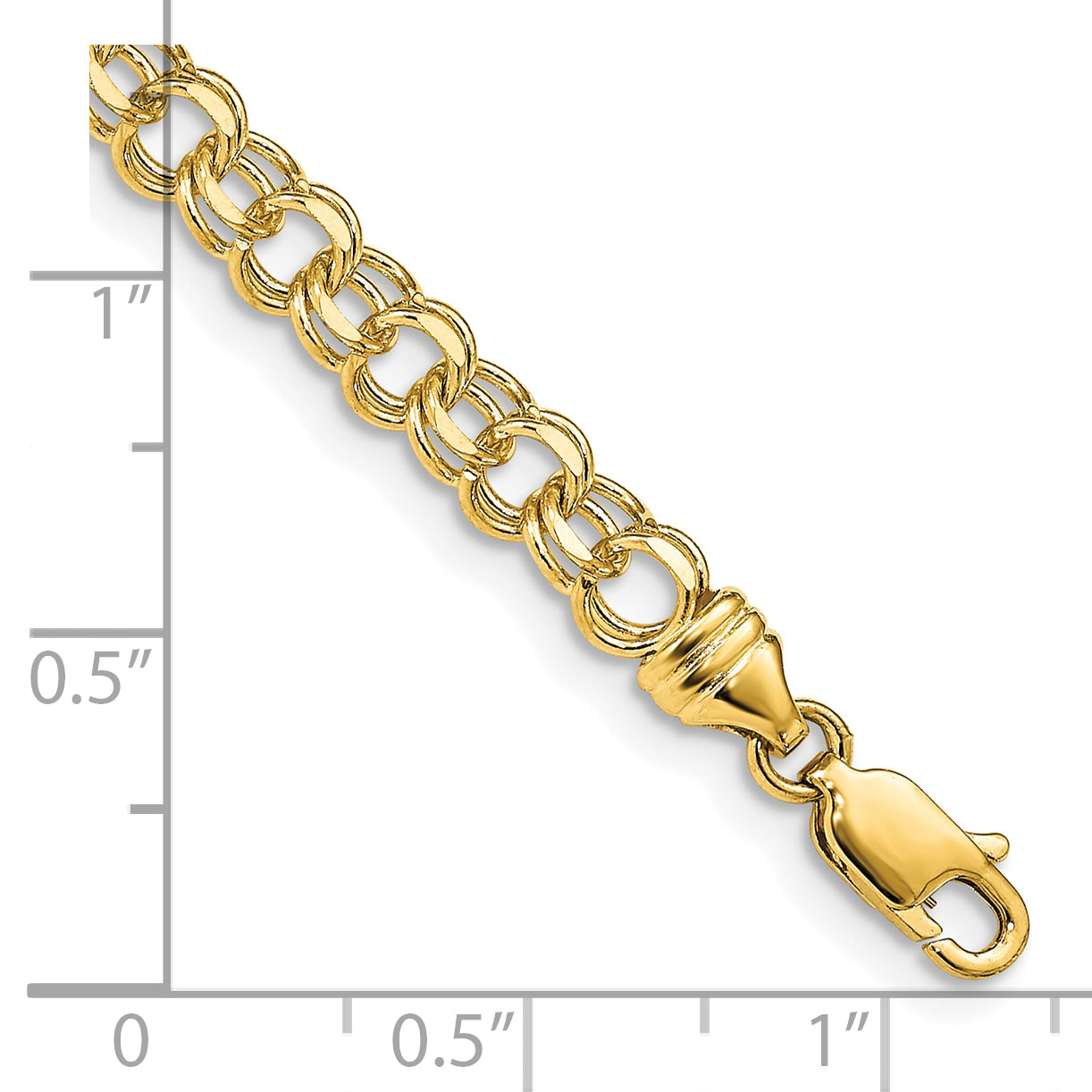 10K Yellow Gold 7In 4.75mm Solid Double Link Charm Bracelet