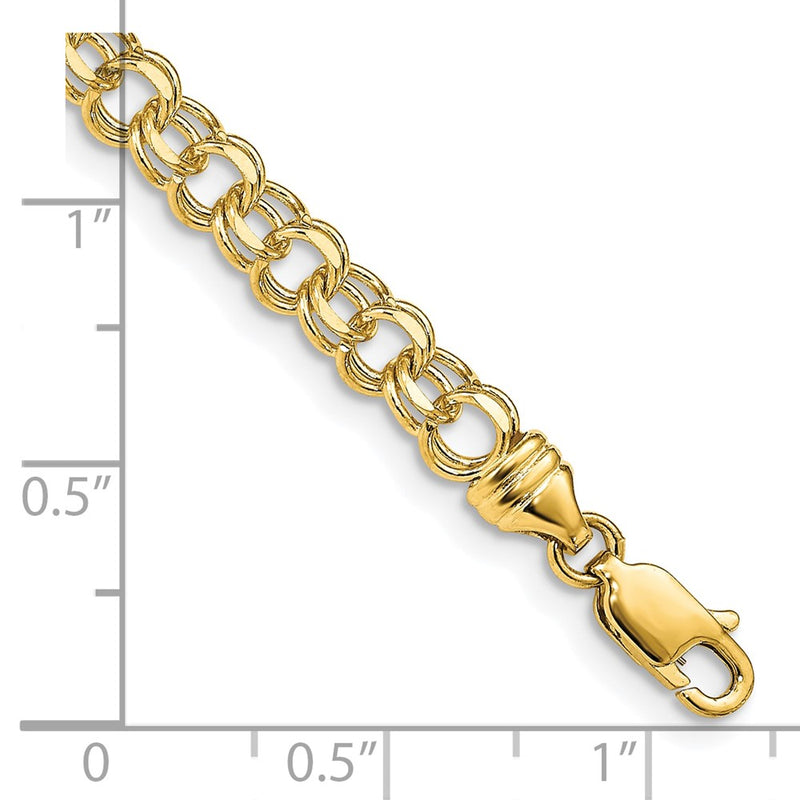 10K Yellow Gold 7In 4.75mm Solid Double Link Charm Bracelet