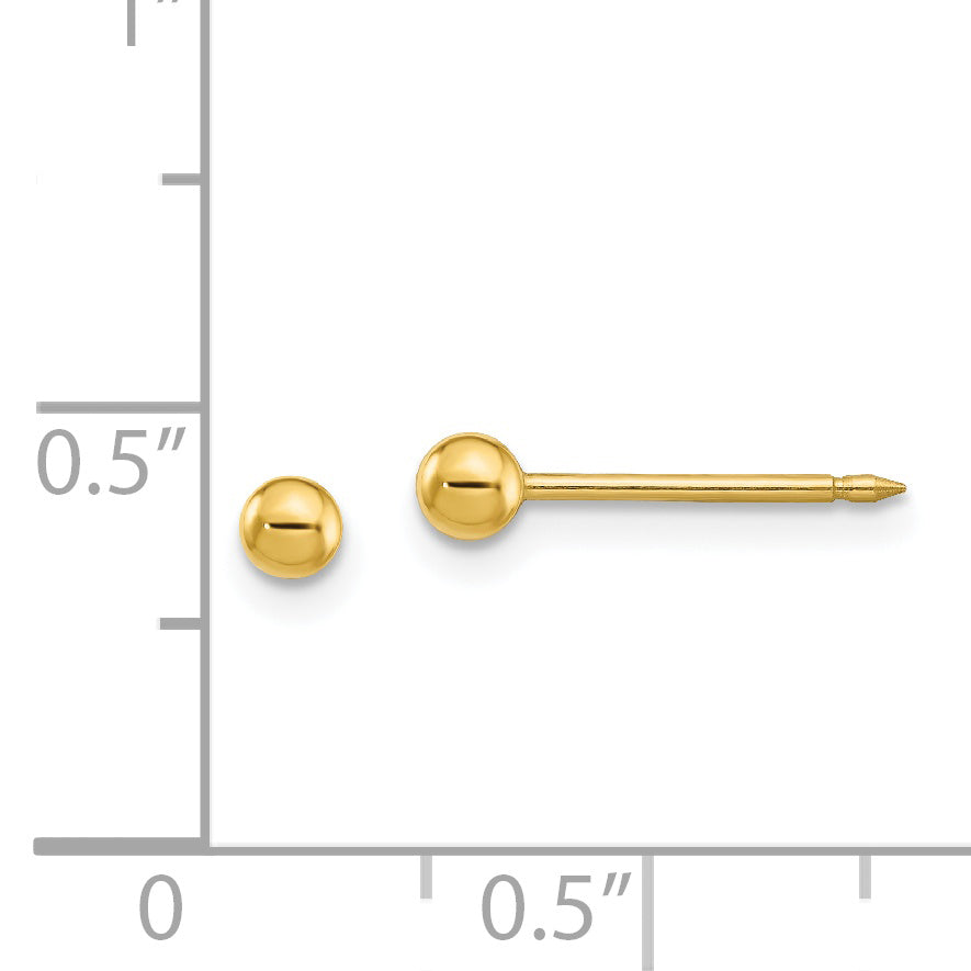 Stainless Steel Inverness 24K Gold-Plated 3mm Ball Post Earrings