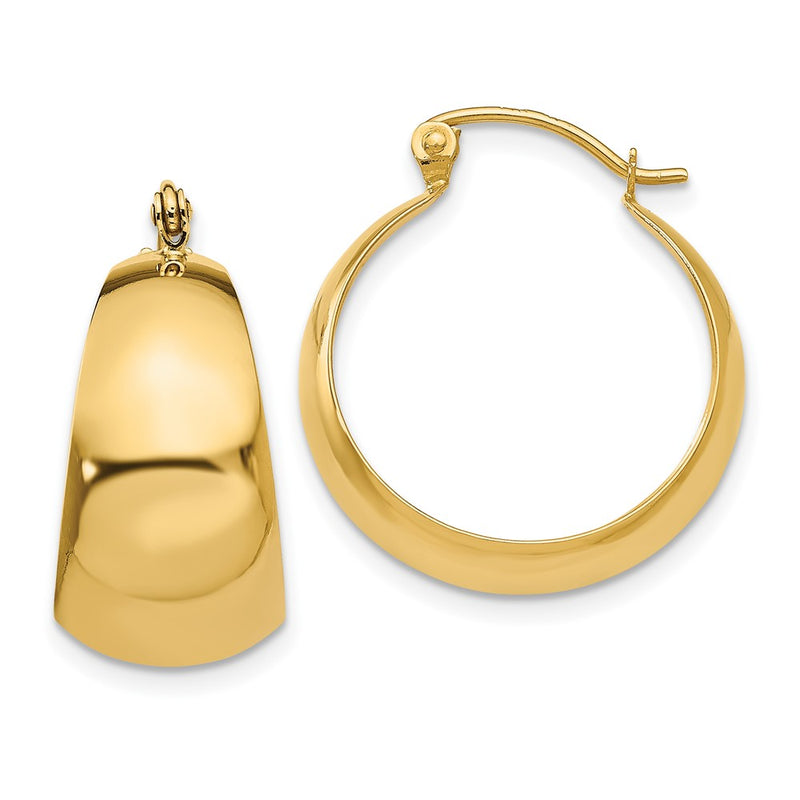 10K Yellow Gold Polished 10.5mm Tapered Hoop Earrings