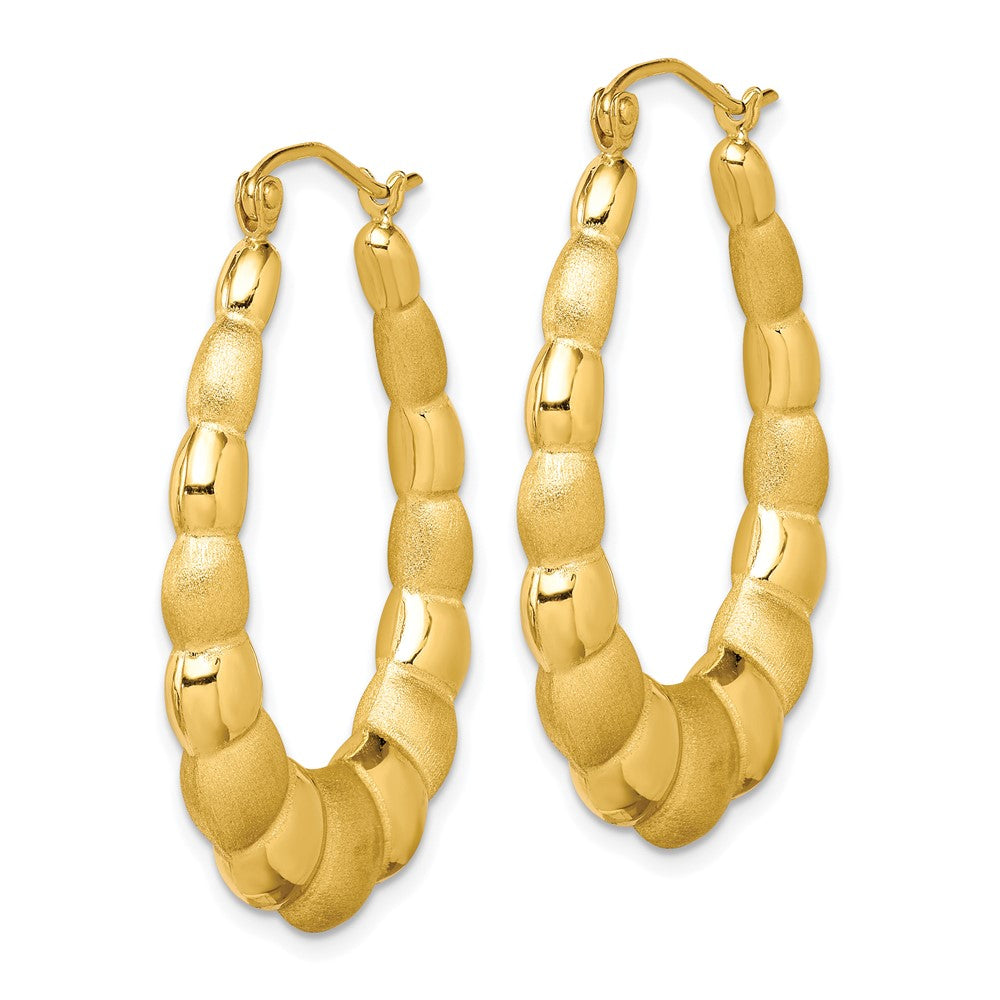 10K Yellow Gold Satin And Polished Hollow Fancy Earrings